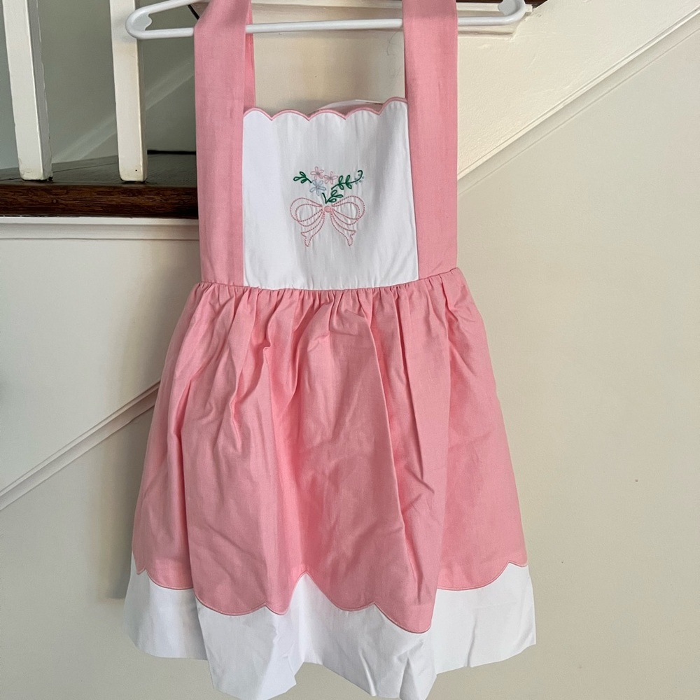 NWT Proper Peony Paulette pink bow pinafore dress. Size 5